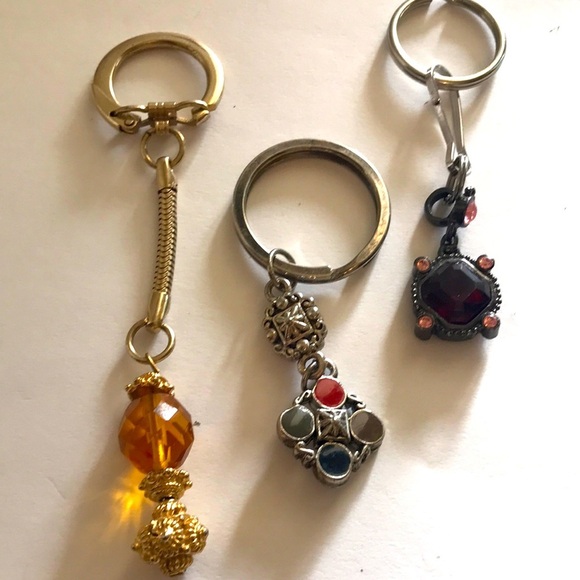 HAND MADE BLING FOR YOUR BAG ZIPPER OR KEYCHAIN SET OF 3 2 SILVERTONE 1GOLDTONE - Picture 2 of 6